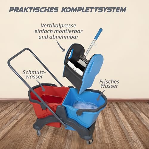 G.I.V. Putzwagen mit Wischmopp Presse 2x18L - 3