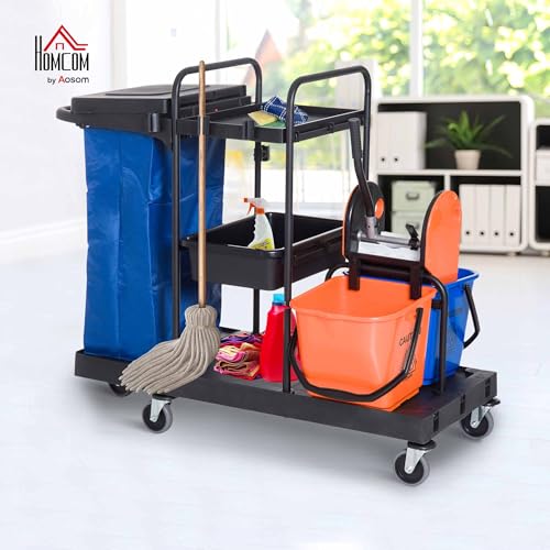 HOMCOM Putzwagen mit 4 Rollen und Eimern - 2