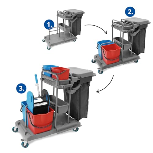Hypafol Profi Putzwagen 100l mit Eimern & Mopp-Presse - 5