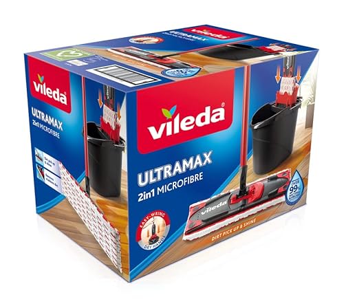 Vileda UltraMat 2in1 Komplett-Set, Bodenwischer und Eimer mit PowerPresse - 8