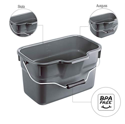 Rotho 1752708853 Rechteckiger Eimer Haushalt Basic mit Henkel, Inhalt 12 L, Plastik, anthrazit, 38 x 26 x 23 cm - 3
