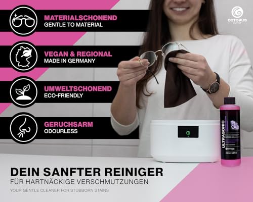 250ml Ultraschallreiniger Konzentrat für Ultraschallbad mit extra Glanz- und Klarsichtverstärker, als Brillenreiniger, Schmuckreiniger für Optik und Mechanik mit Fettlösekraft - 6