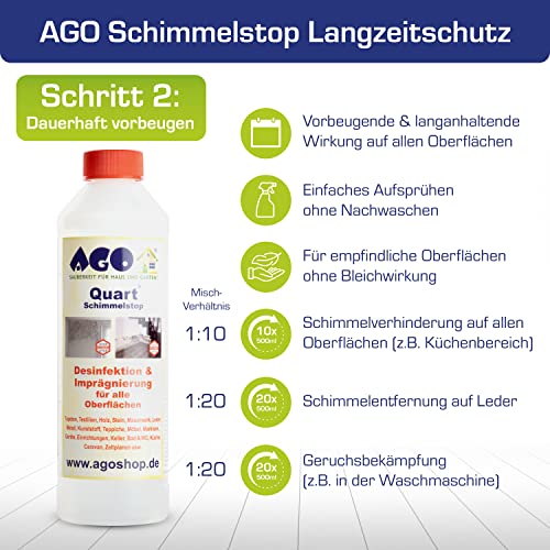 AGO Schimmelentferner Set 4tlg. Premium Konzentrat zum Schimmel entfernen in Haus und Wohnung - 4