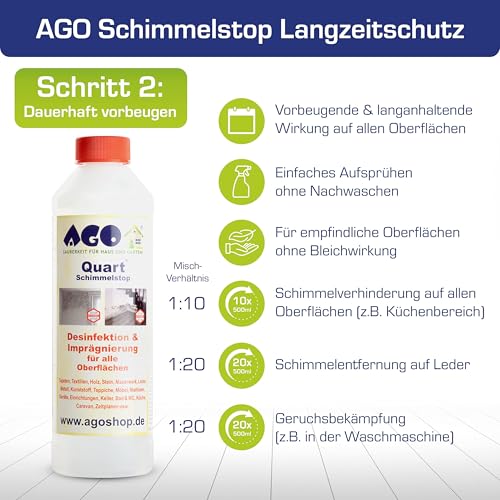 AGO Schimmelentferner Set 4tlg. Premium Konzentrat zum Schimmel entfernen in Haus und Wohnung - 4
