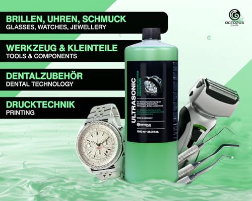 Octopus Ultraschallreiniger Konzentrat für die Reinigung von Schmuck, Brillen, Dental, Edelmetallen und Druckköpfen im Ultraschallbad, 250ml - 2