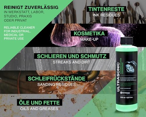 Octopus Ultraschallreiniger Konzentrat für die Reinigung von Schmuck, Brillen, Dental, Edelmetallen und Druckköpfen im Ultraschallbad, 250ml - 3